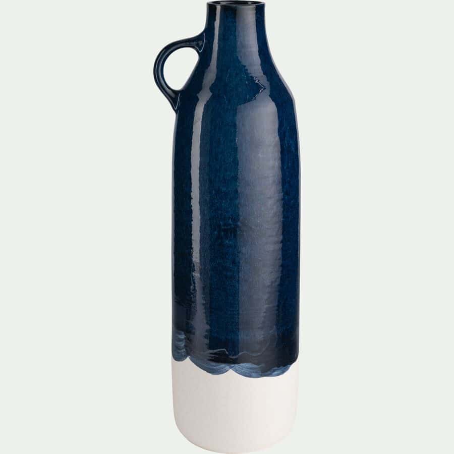 Vase pichet en faïence H51cm - bleu-PALOMINA