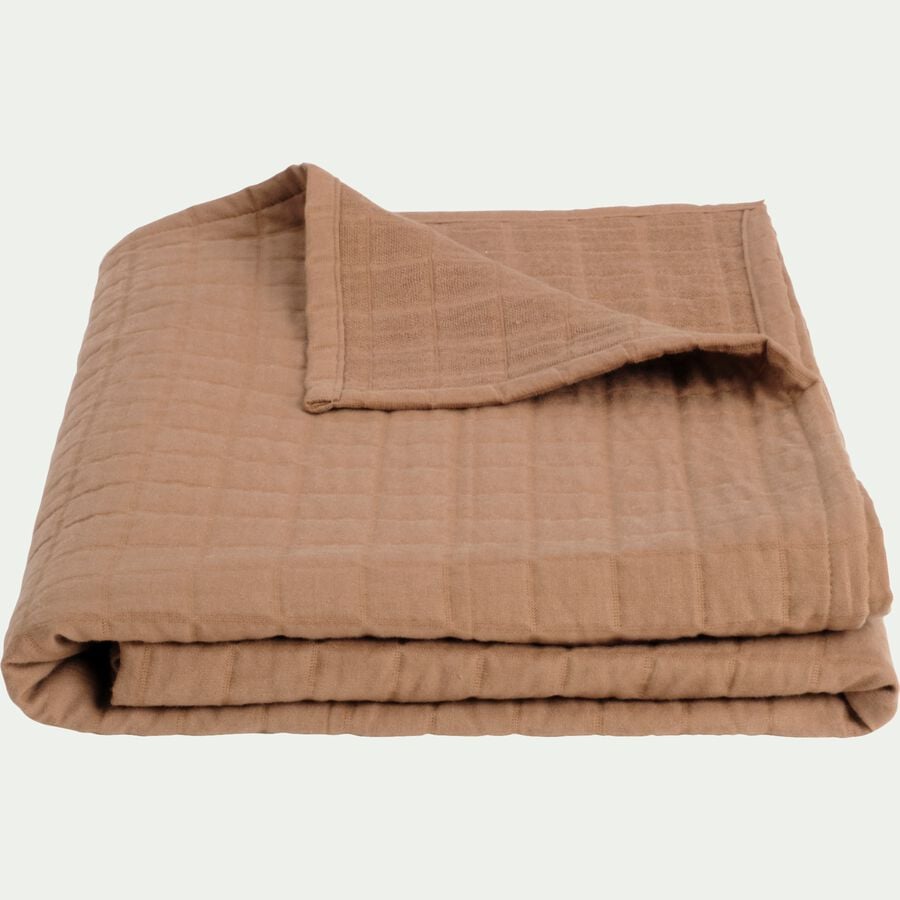 Plaid tissage carreaux en coton 120x170cm - brun ghorfa-ESTATE