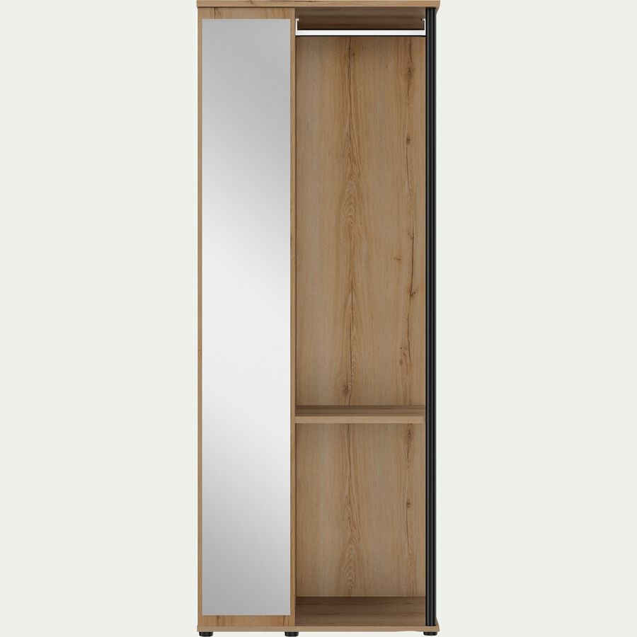 Armoire ouverte avec miroir H220cm - bois clair-LUCIAN