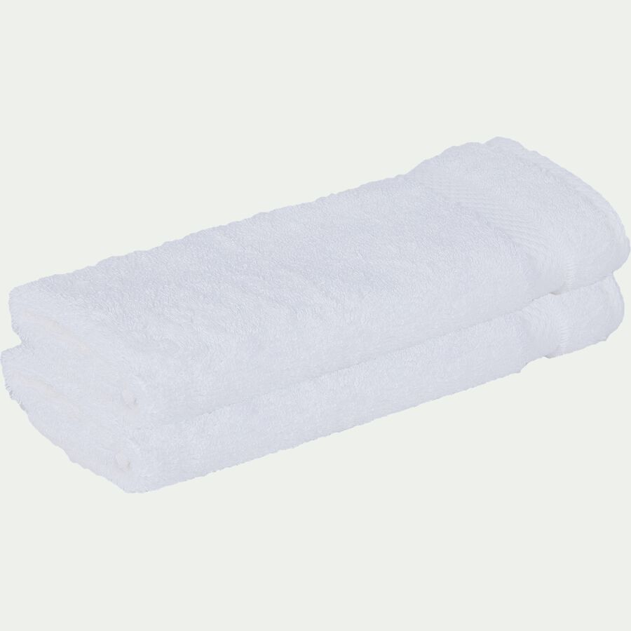 Lot de 2 serviettes invité en coton peigné - blanc optique 30x50cm-AZUR