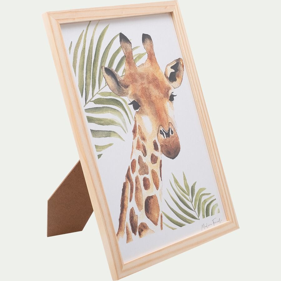 Image aquarelle encadrée girafe - A4-GIRAFE FEUILLE