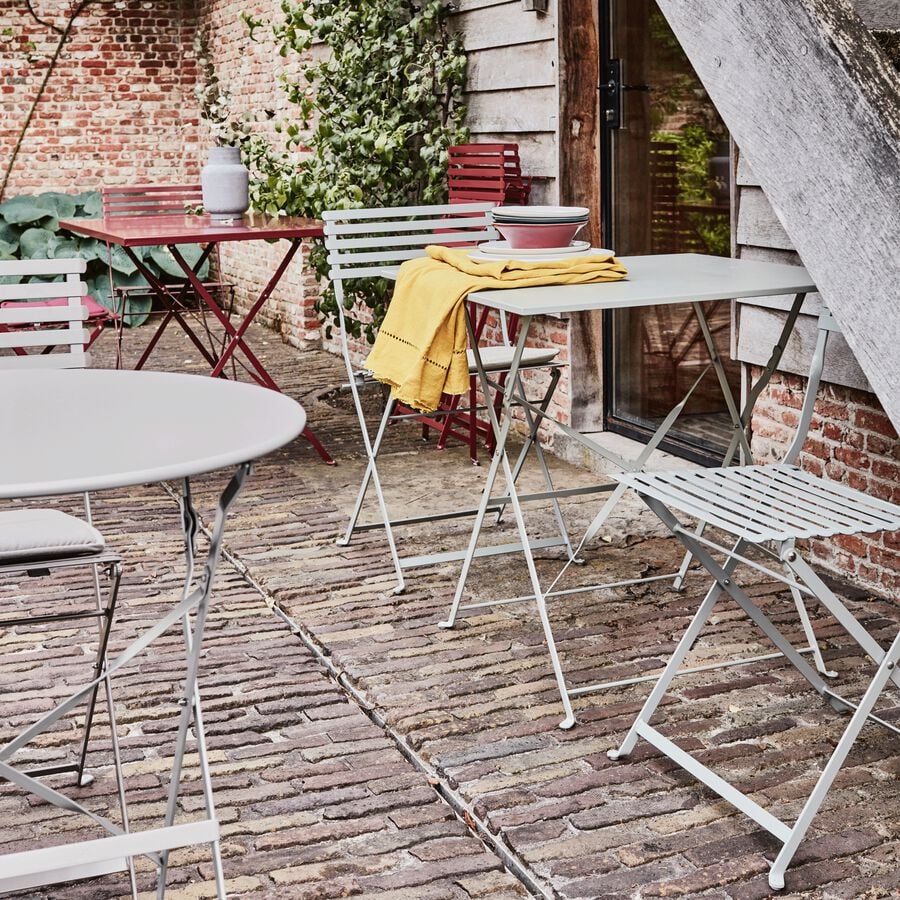 Table de repas jardin pliante en acier - vert olivier (4 places)-CERVIONE