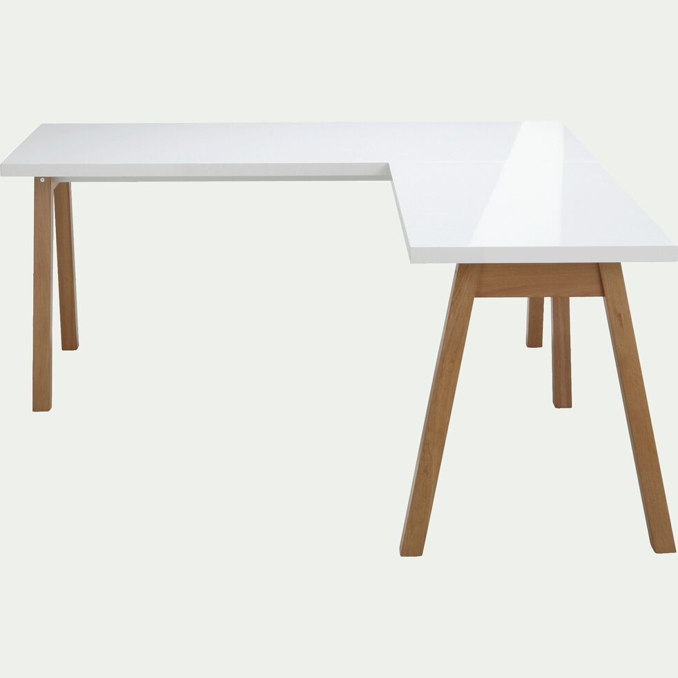 Bureau D Angle Avec Pietement En Bois Massif Blanc Oslo Bureau Alinea