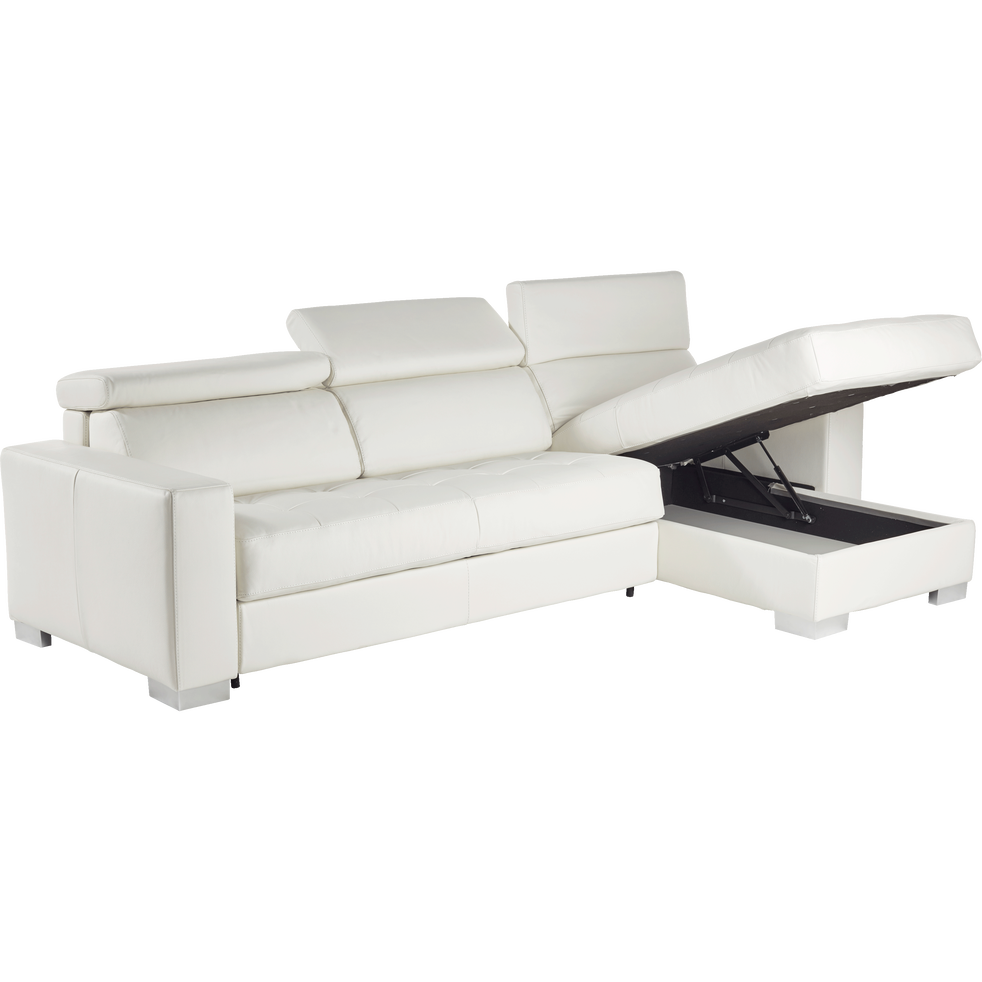 Canape D Angle Reversible Convertible En Cuir De Buffle Blanc