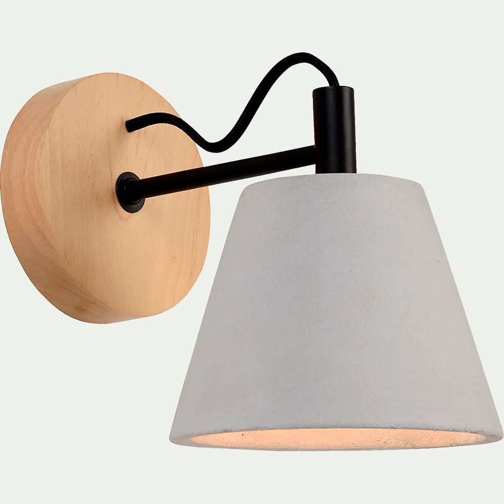 Applique en bois et béton H22cm à 1 lumière - POSSIO ...