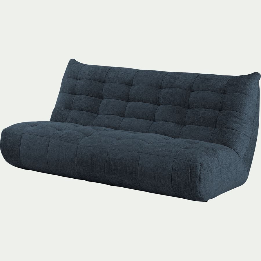 Canapé 4 places en fixe en tissu chenille - bleu marine-SCALO