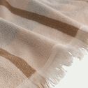 Drap de plage frangé en coton à rayures 100x180cm - beige-PEIRADO
