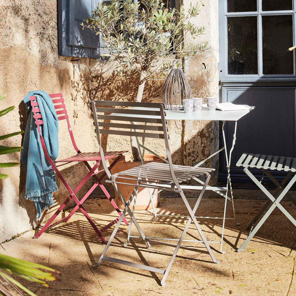 Chaise de jardin pliante taupe en acier - CERVIONE ...