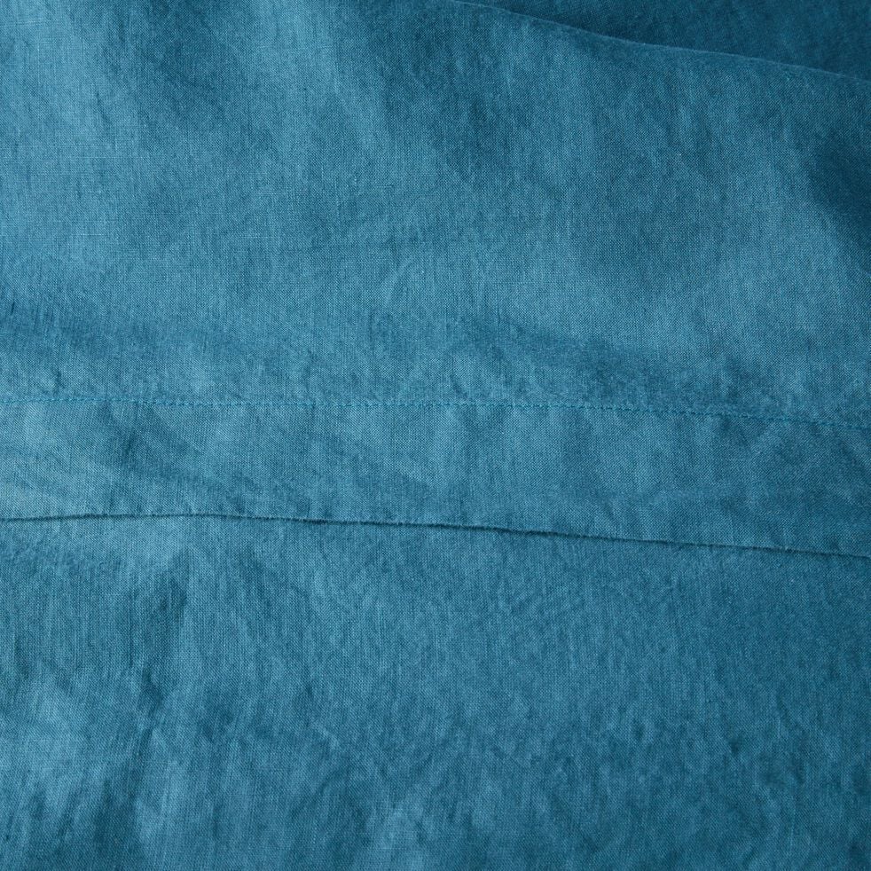 Linge de lit uni en lin lavé - bleu figuerolles-VENCE