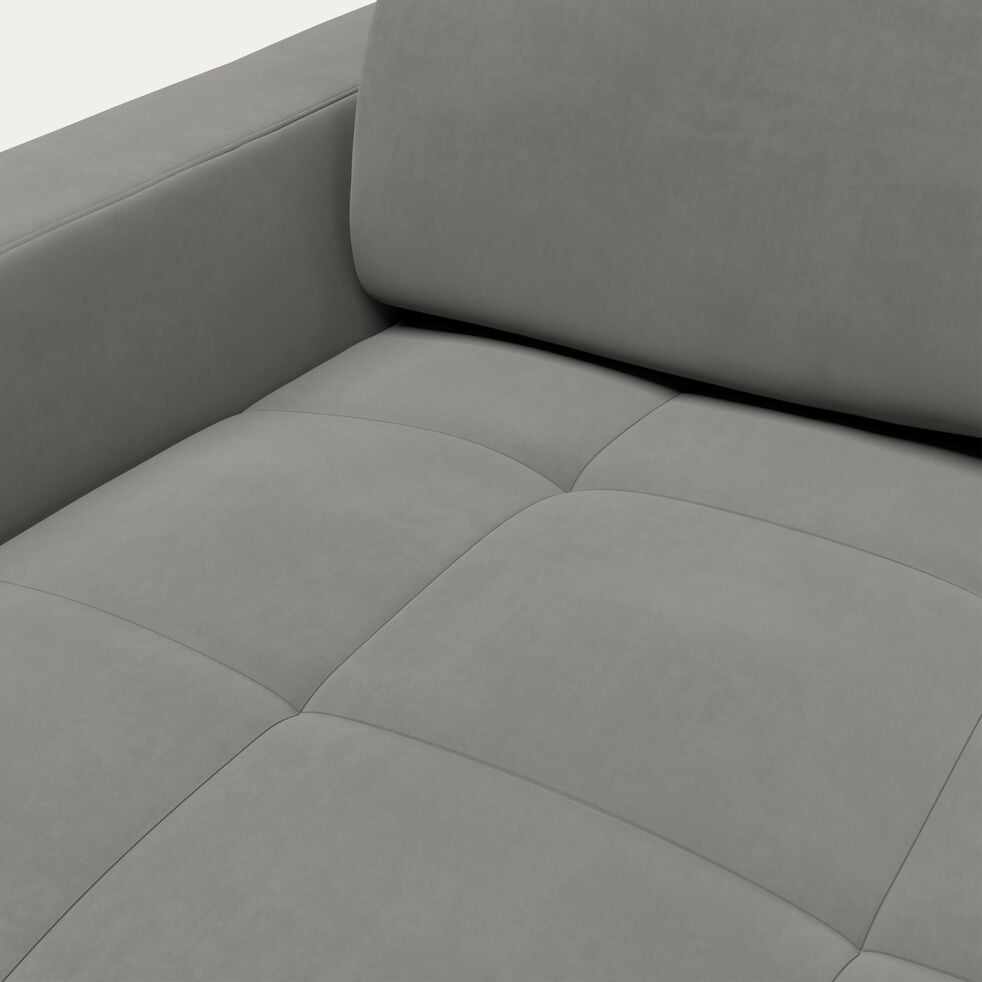 Canapé 2 places convertible en tissu microfibre avec accoudoir 15cm - gris vesuve-MAURO