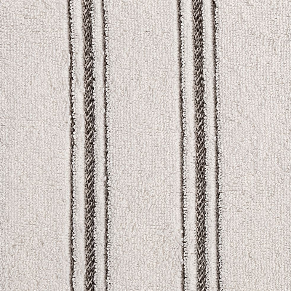 Drap de douche en coton - blanc ventoux et bleu calaluna 70x140cm-ROMY
