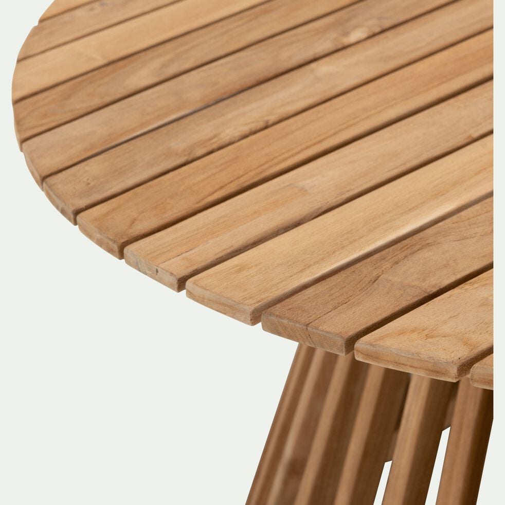 Table basse de jardin ronde en teck - bois clair-JAUSIERS