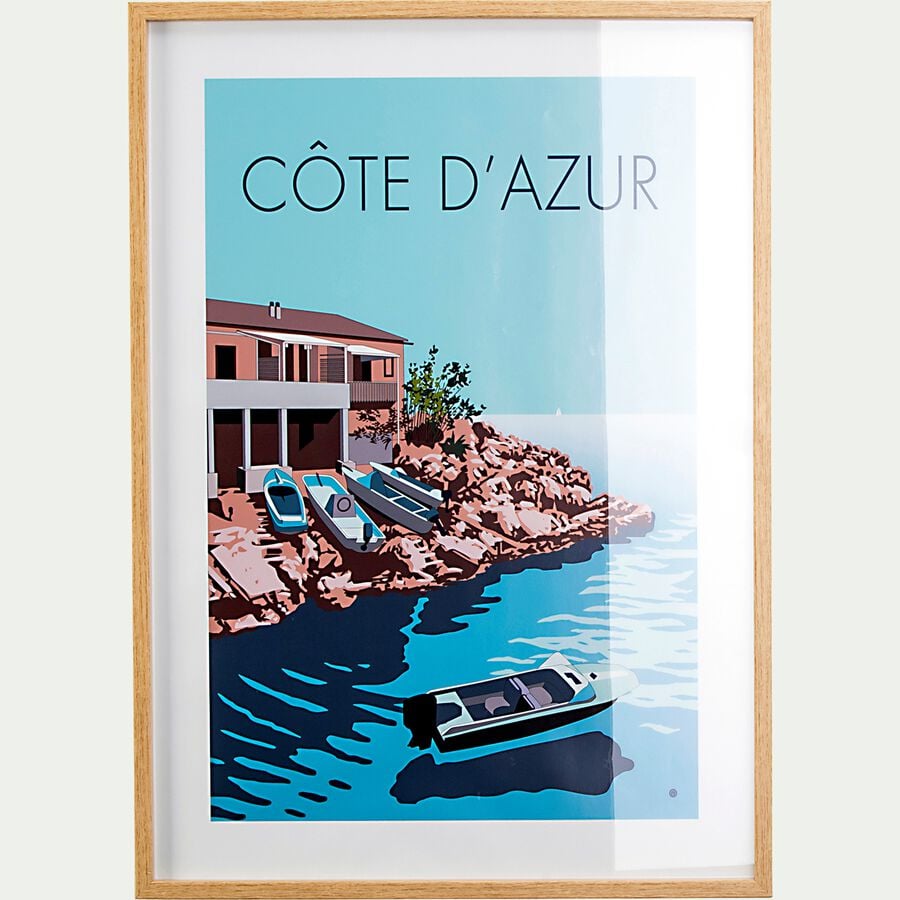 Image encadrée paysage côte d'Azur 53x73cm - bleu-PLM COTE AZUR