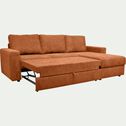 Canapé d'angle réversible convertible en tissu tramé - brun rustrel-HONORE