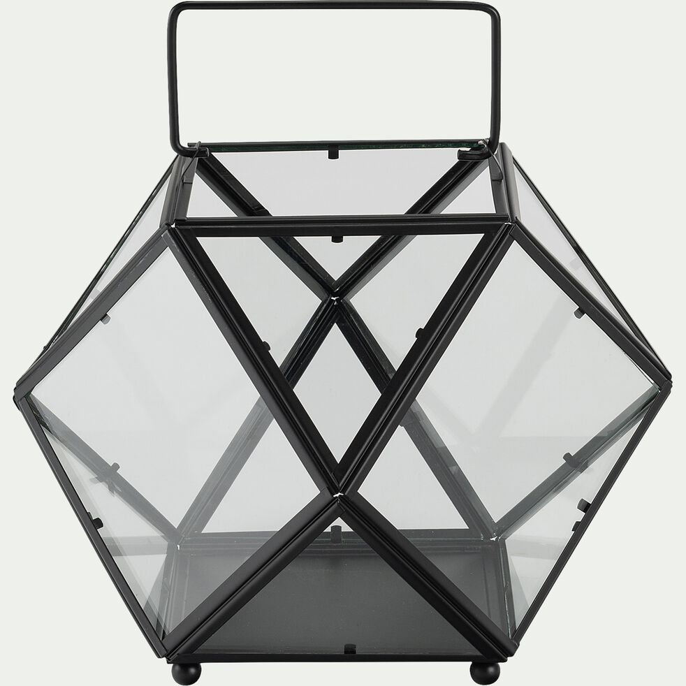 Lanterne graphique en verre - noir D30xH24cm-ALBITRECCIA