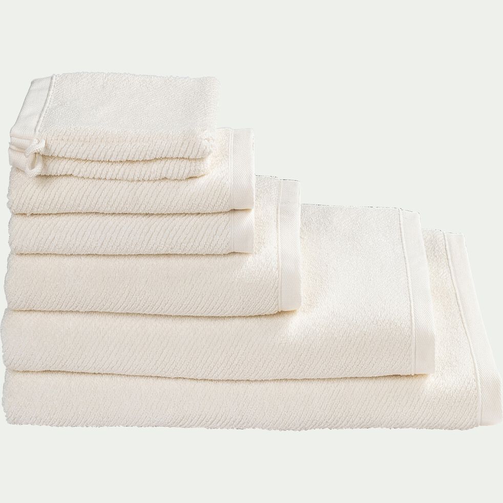 Lot de 2 gants de toilette en bouclette de coton bio - blanc ventoux 16x21cm-COLINE