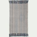 Tapis de bain frangé en coton 50x80cm - bleu-CIELO