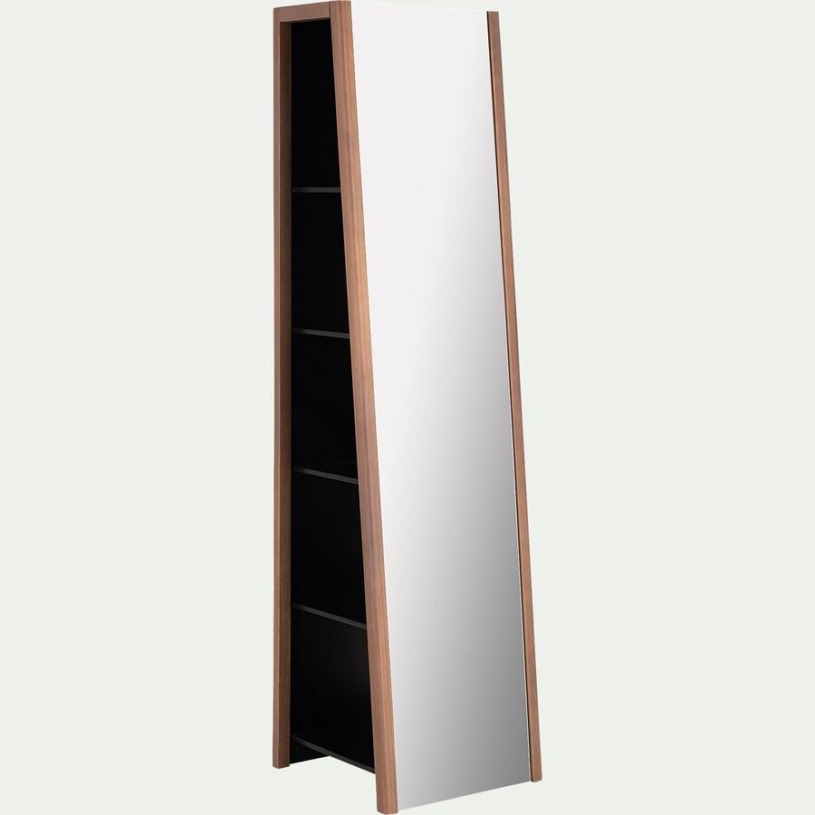 Miroir sur pied avec rangement H200cm - bois clair-CRUZ