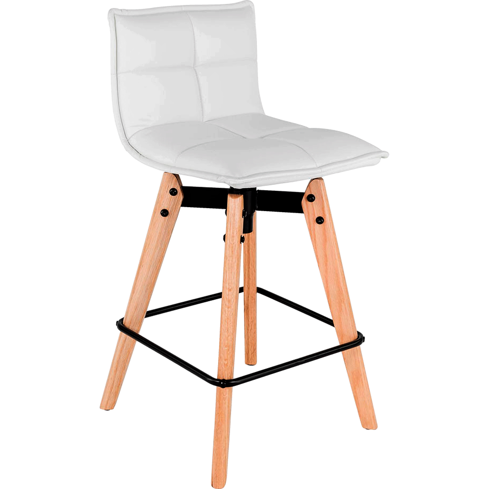 Tabouret plan de travail pivotant en simili blanc H66cm AGATHE tabourets fixes hauteur