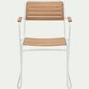 Chaise de jardin avec accoudoirs en aluminium et eucalyptus - blanc-COLMARS