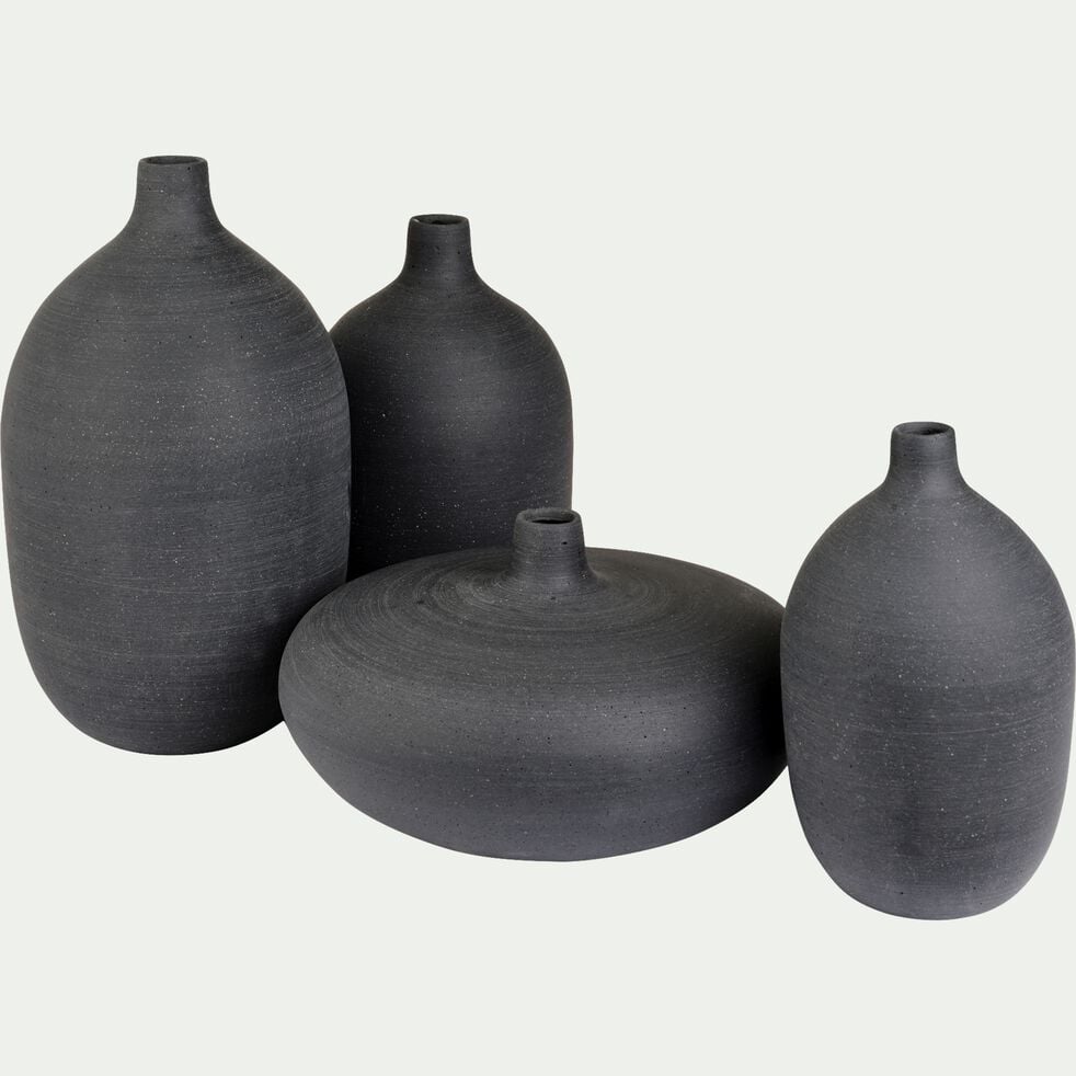 Vase décoratif en fibrociment - noir D15xH25,5cm-CALCIS