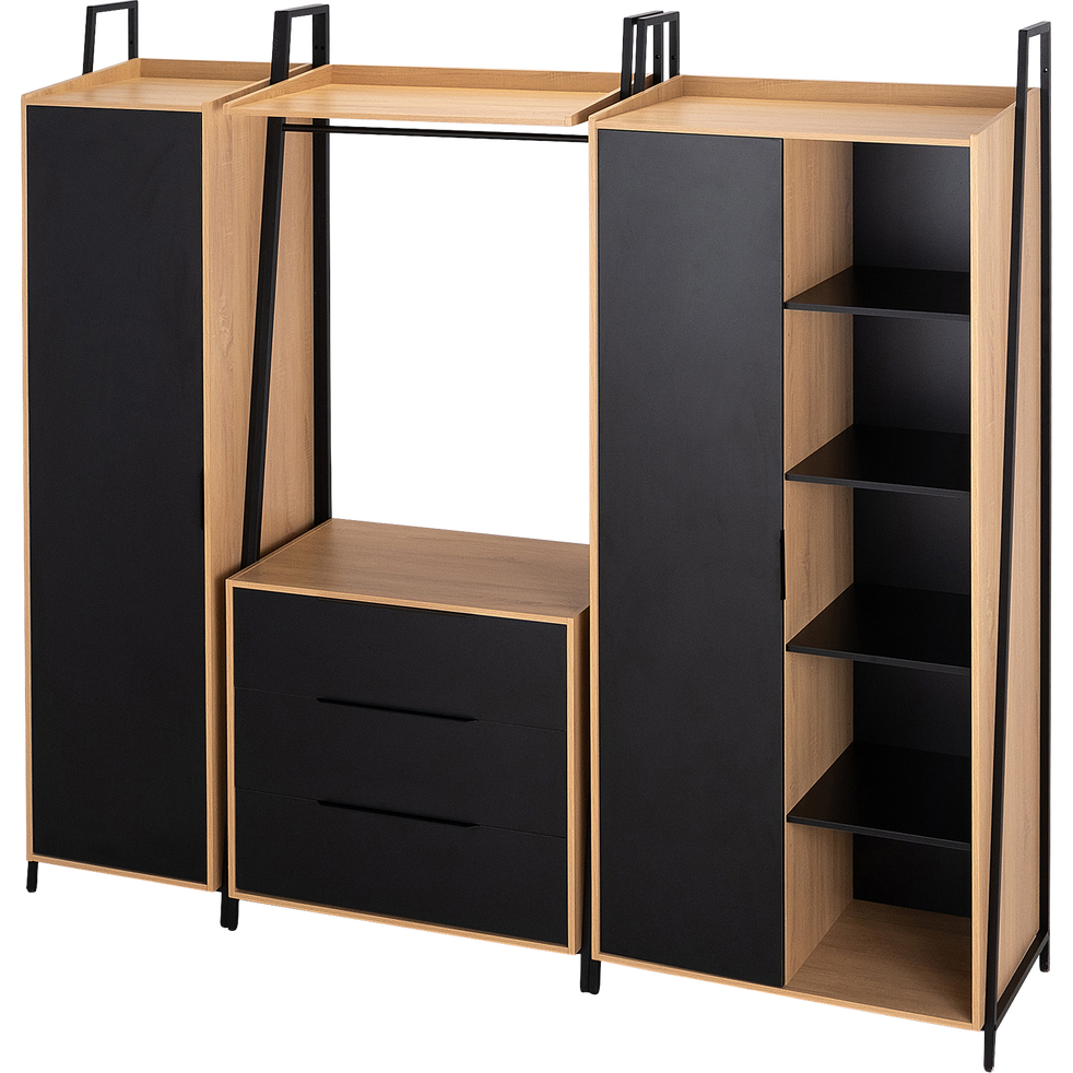 Armoire 4 tablettes noir et chêne HENRY armoires alinea