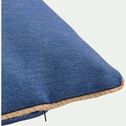Coussin à passepoil en tissu 70x70cm - bleu marine-MARSA