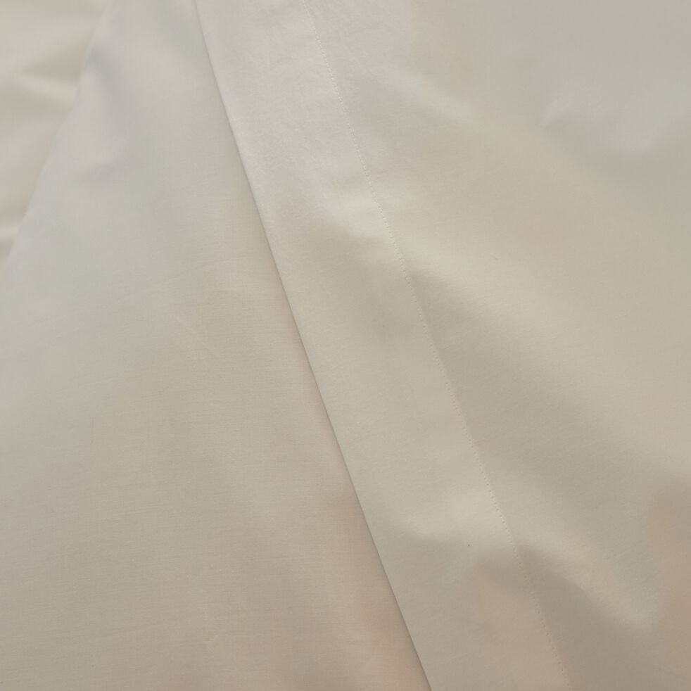 Linge de lit uni en percale de coton - blanc-FLORE