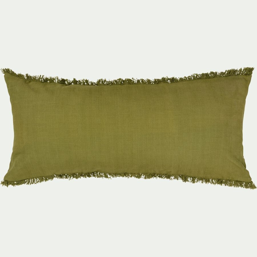 Coussin frangé en coton 40x90cm - vert garrigue-AZAK