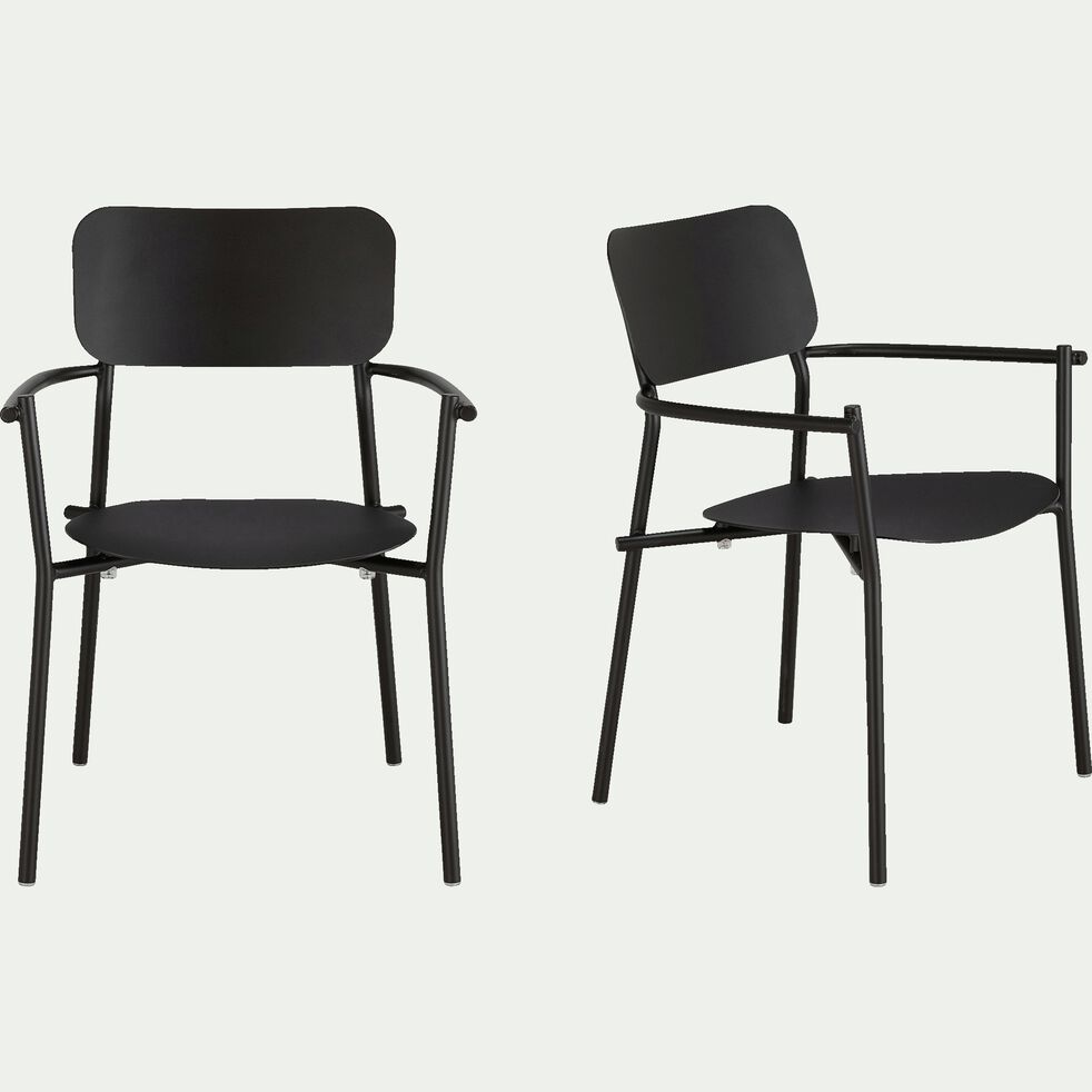 Chaise de jardin avec accoudoirs en aluminium  noir  Matias  chaise