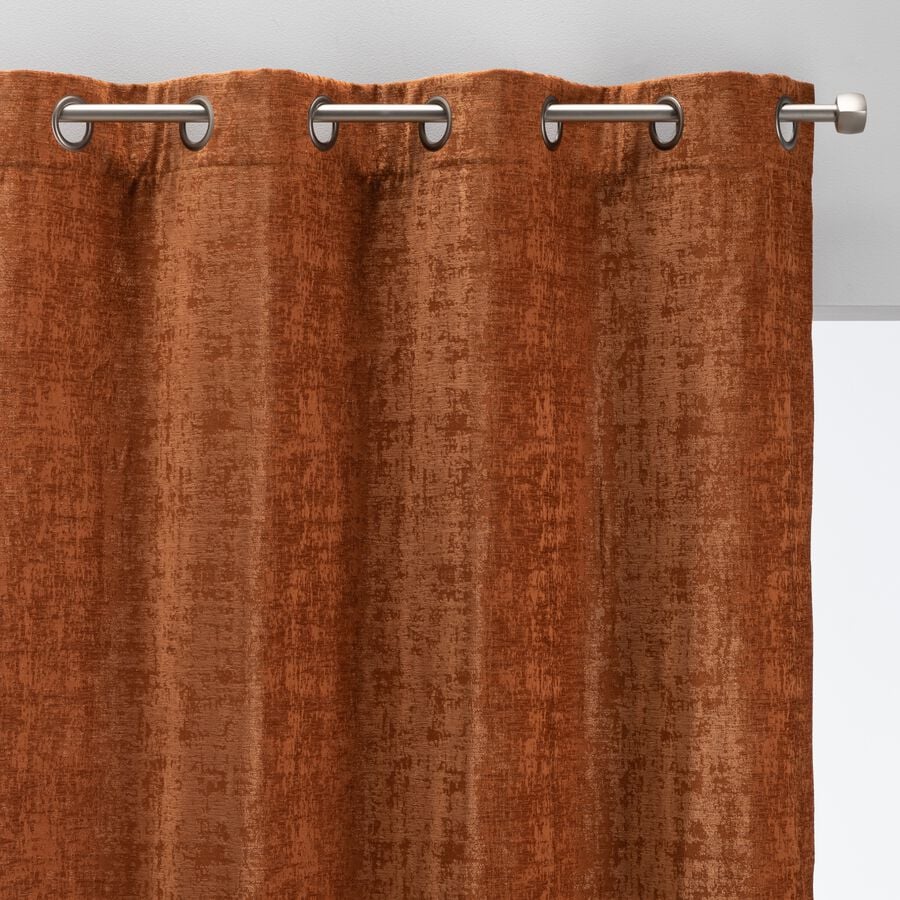 Rideau à œillets en velours de polyester dévoré 135x250cm - brun rustrel-CHI