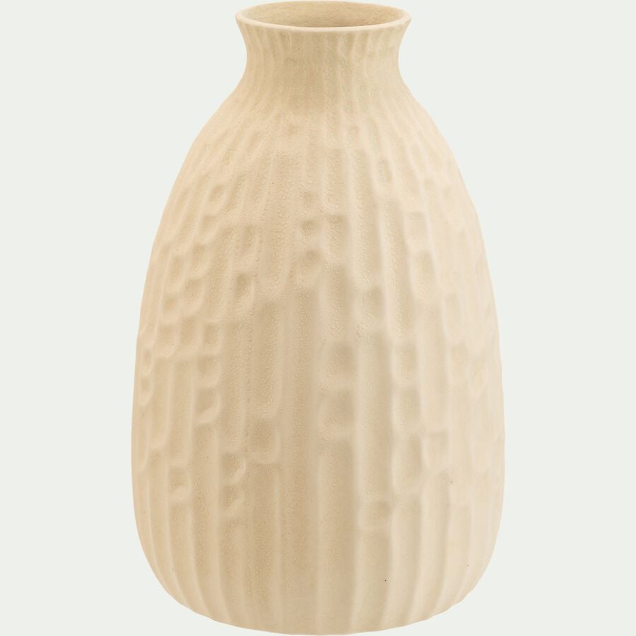 Vase texture en faïence H24cm - blanc-SOMMAREL