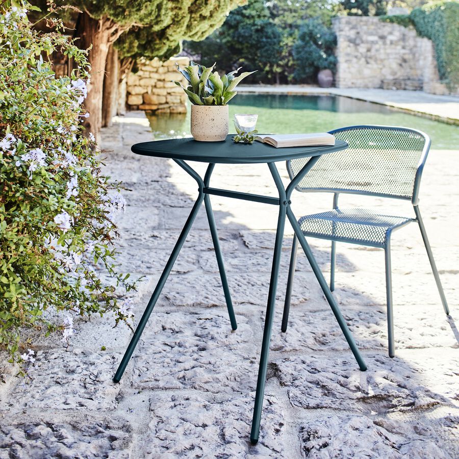 Table de repas jardin rectangulaire en acier - bleu figuerolles (2 places)-RICARDO