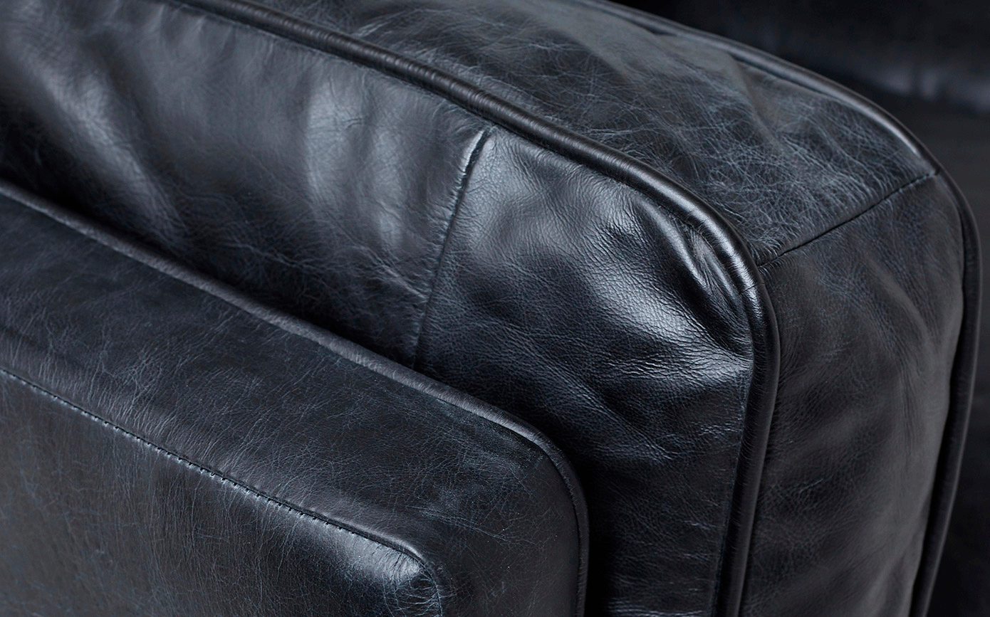 Canape 3 Places Fixe En Cuir De Vachette Noir Brooklyn Canapes