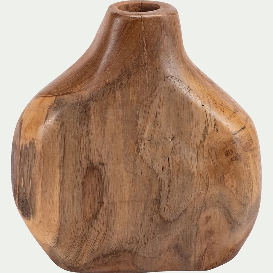 Vase soliflore en teck H18cm - naturel-EYSSINA