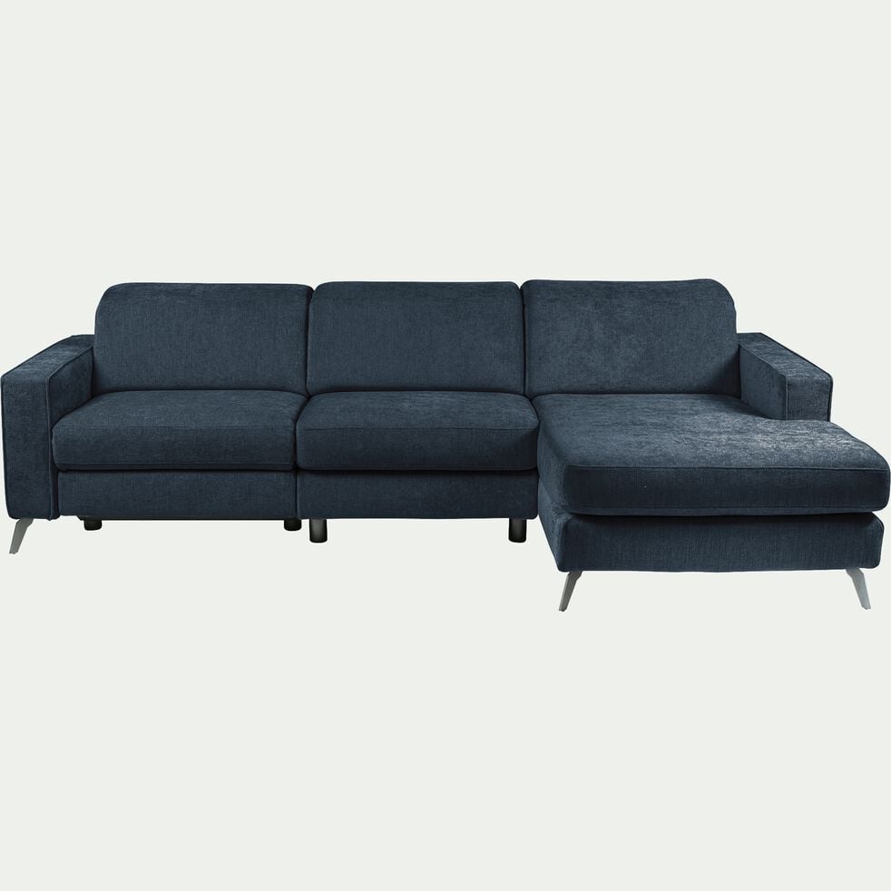 Canapé d'angle droit relax en tissu dara - bleu-SALVIA