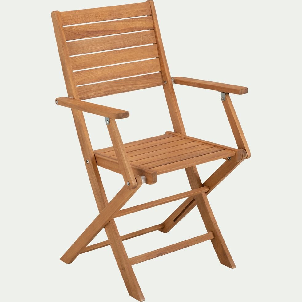 Chaise de jardin pliante avec accoudoirs en acacia - bois clair-LIVIANA