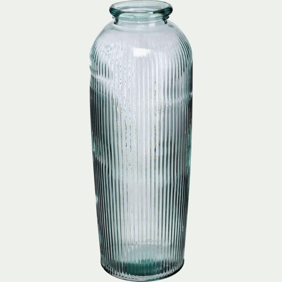 Grand vase en verre recyclé H70cm - transparent-EMILIAN