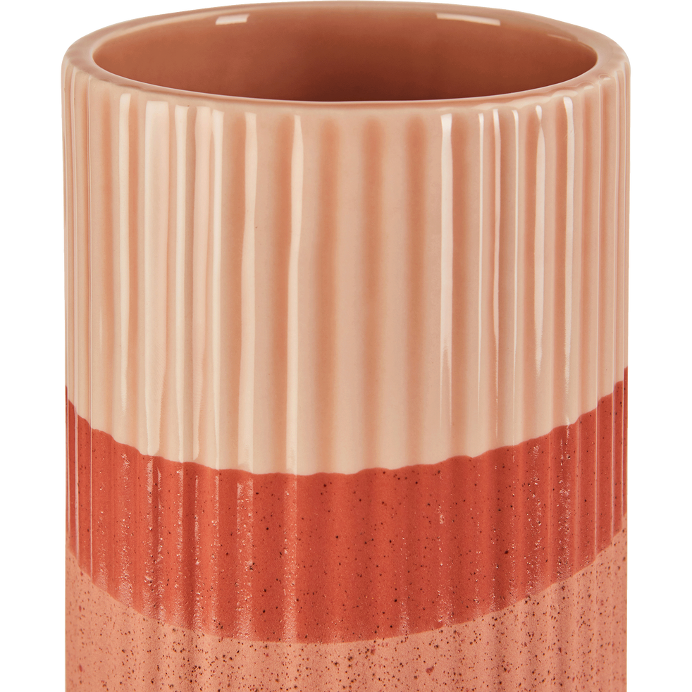 Vase strié en céramique terracotta Orange H35 cm Taza H35 cm