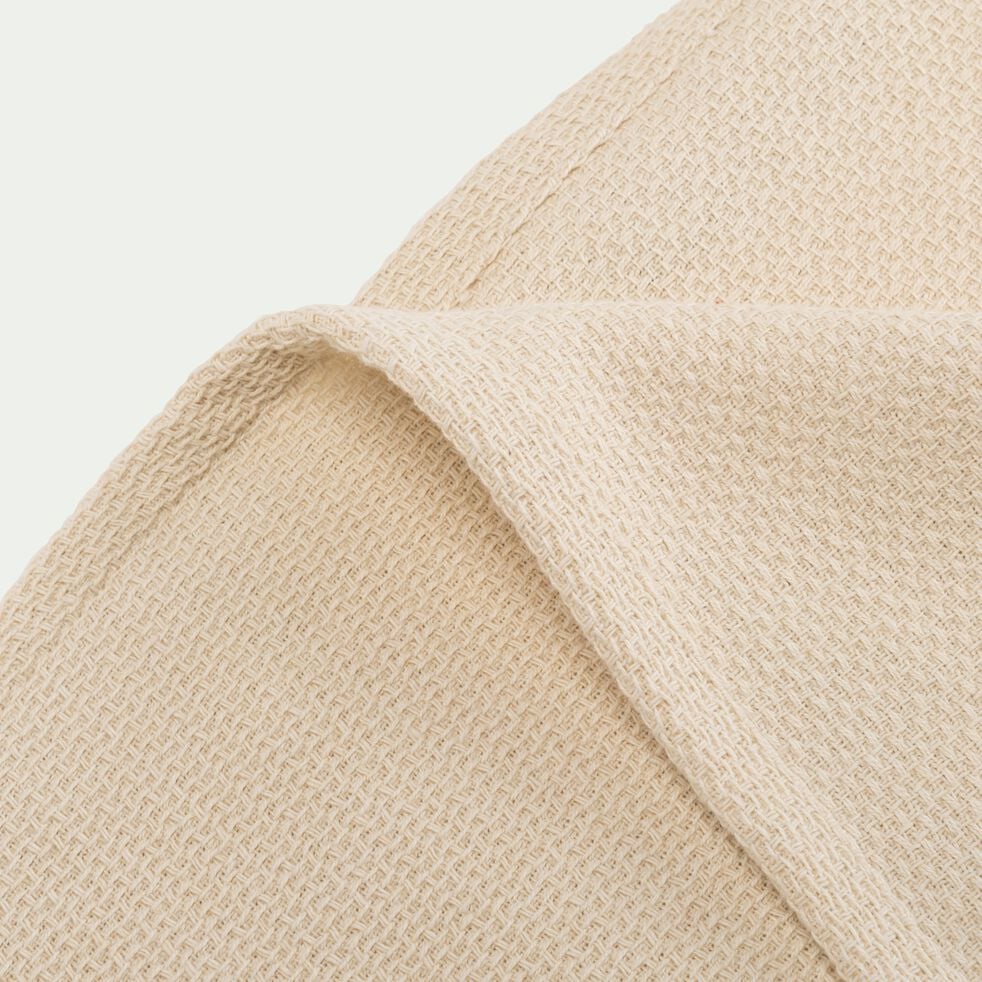 Plaid à franges en coton - beige 180x230cm-OTRYS