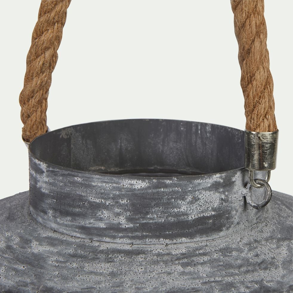 Lanterne en métal perforé H30cm - gris-AMIC
