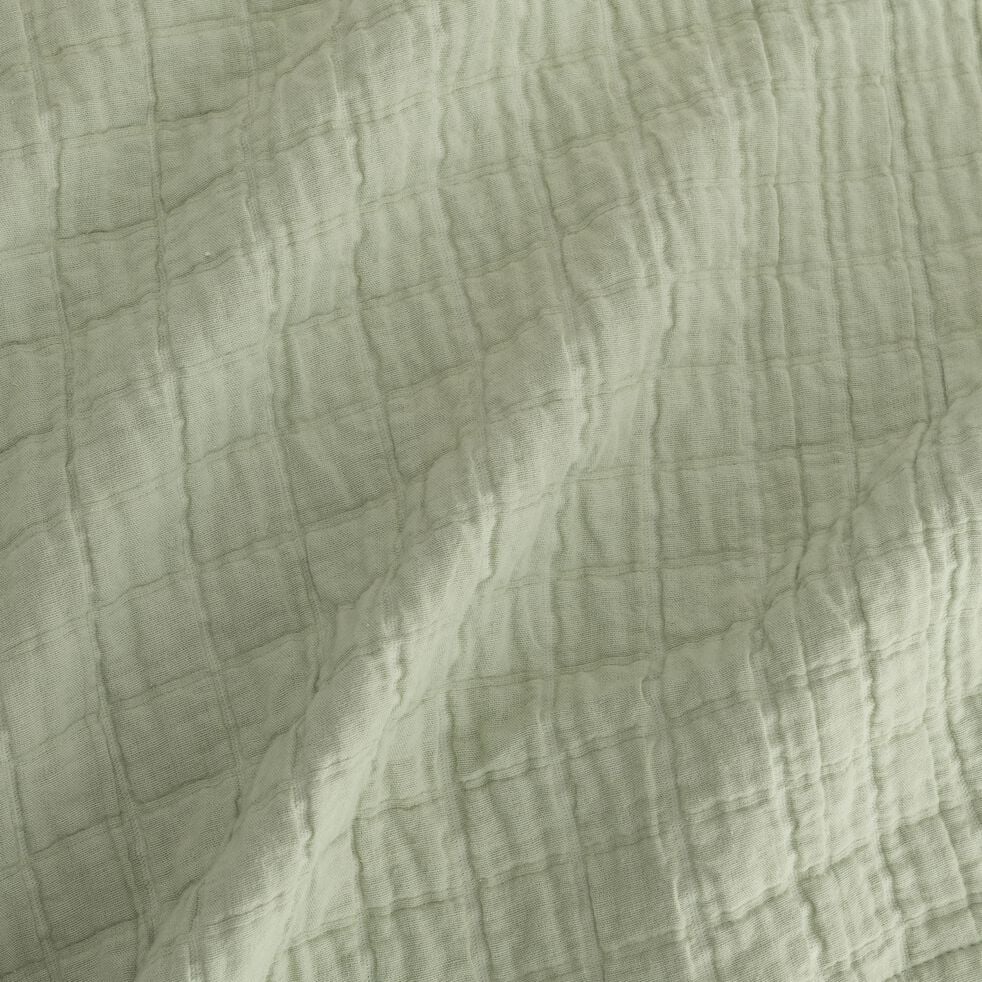 Plaid tissage carreaux en coton 120x170cm - vert olivier-ESTATE