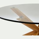 Table basse ronde en verre et piétement métal effet bois - transparent-ARENO