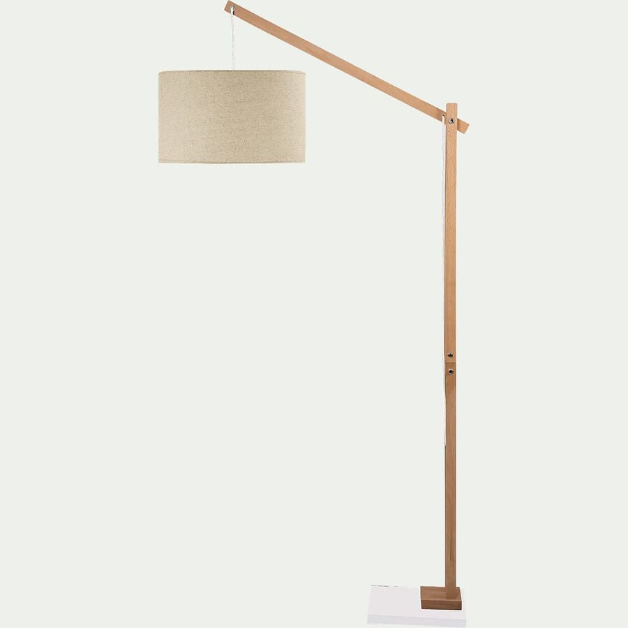 Lampadaire en bois et coton - H180cm-PETRUS