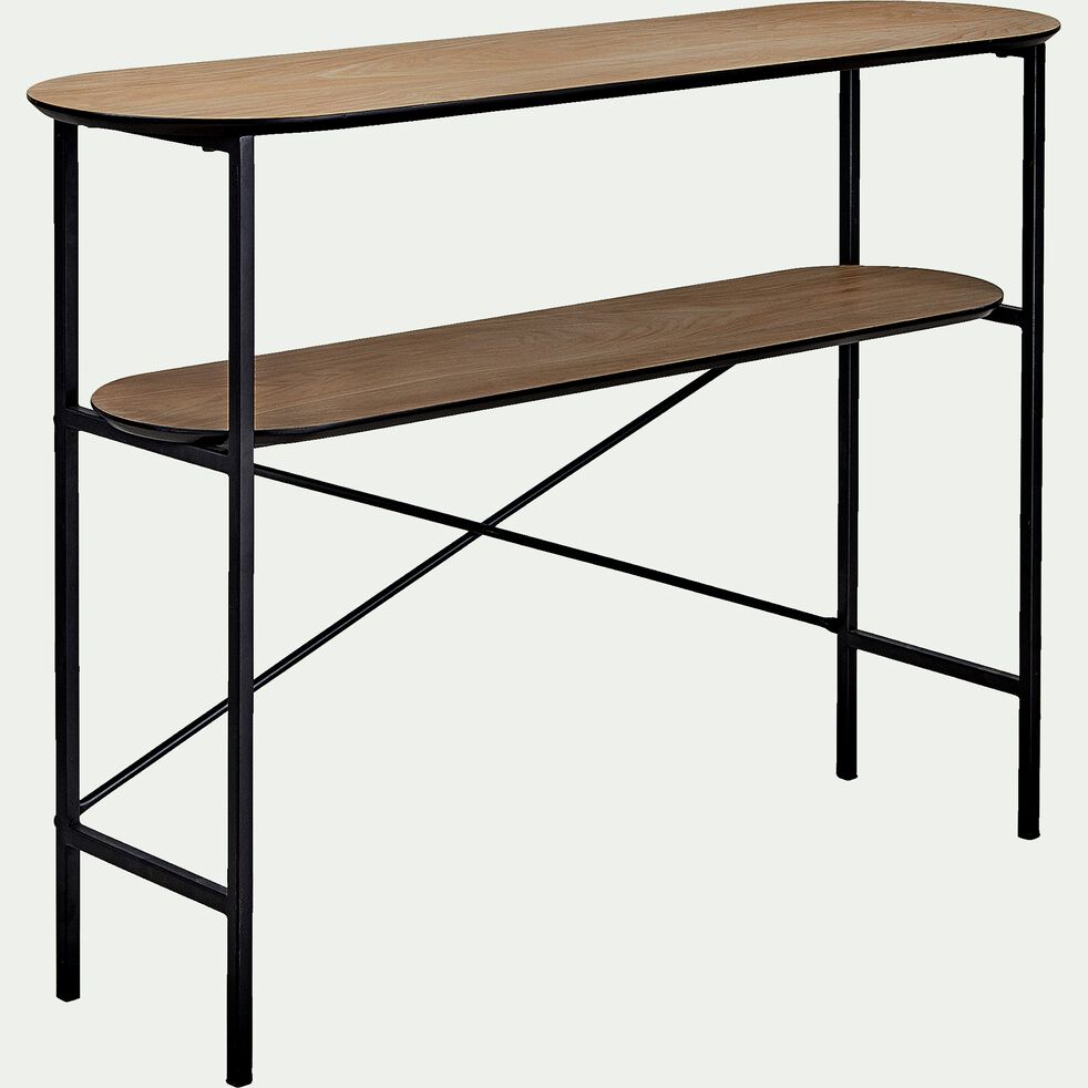 Console plaquée frêne et métal noir - OUNOUR - console ...