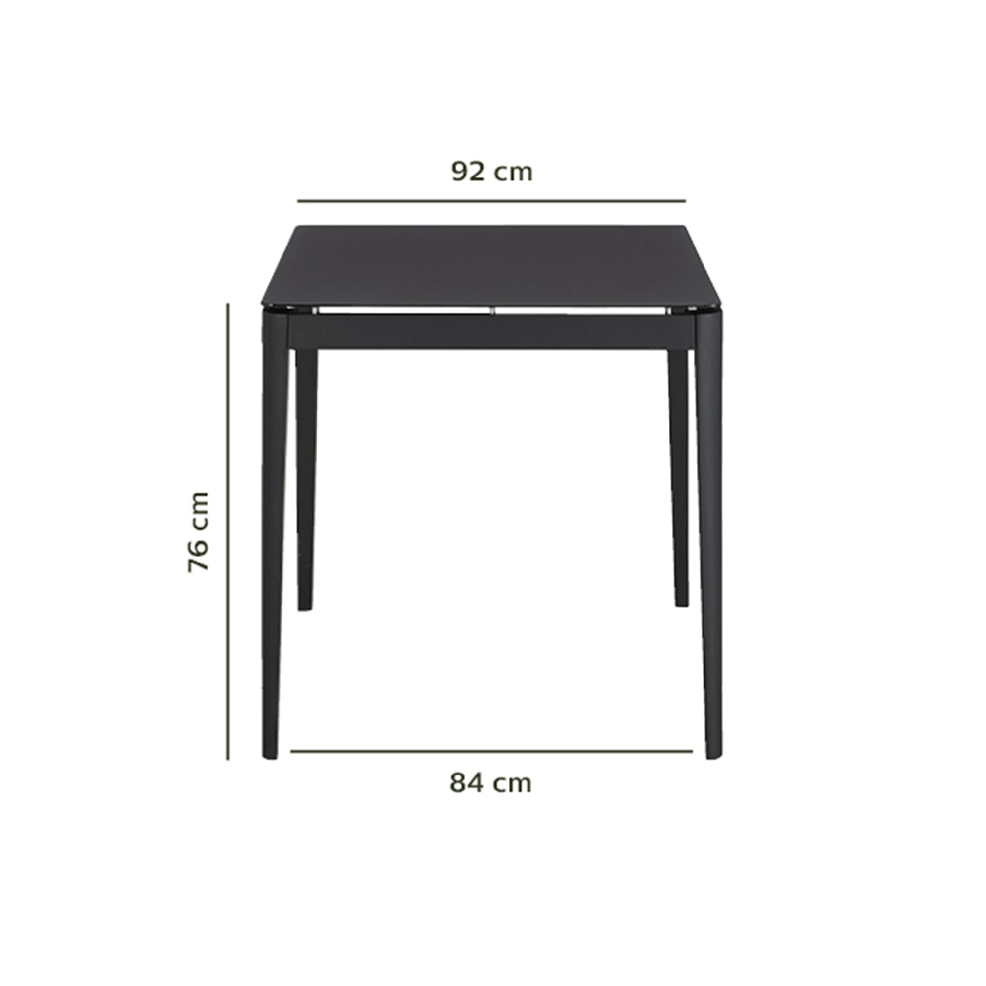 Table repas fixe en aluminium et verre trempé - noir (4 places)-Estila