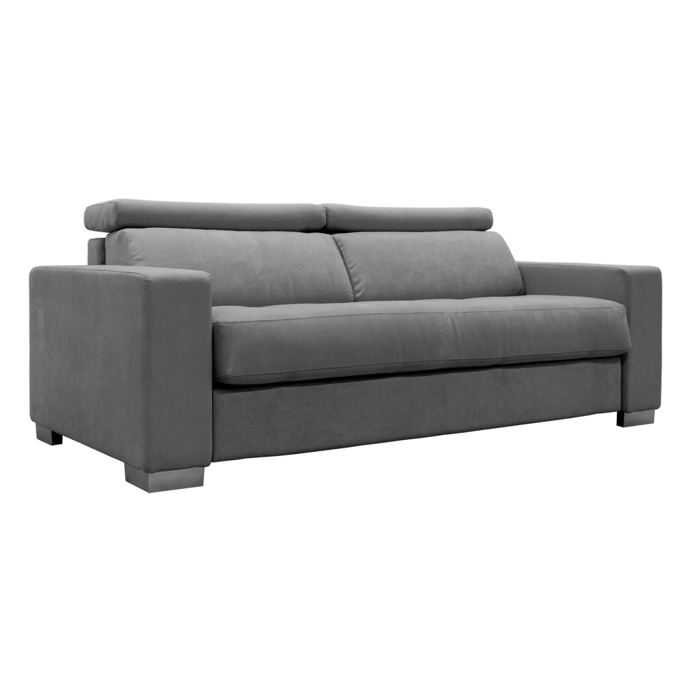 Canape 3 Places Convertible En Microfibre Gris Clair Mauro