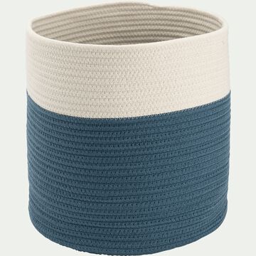 Panier de rangement bicolore - bleu D30xH30cm-LOUNI