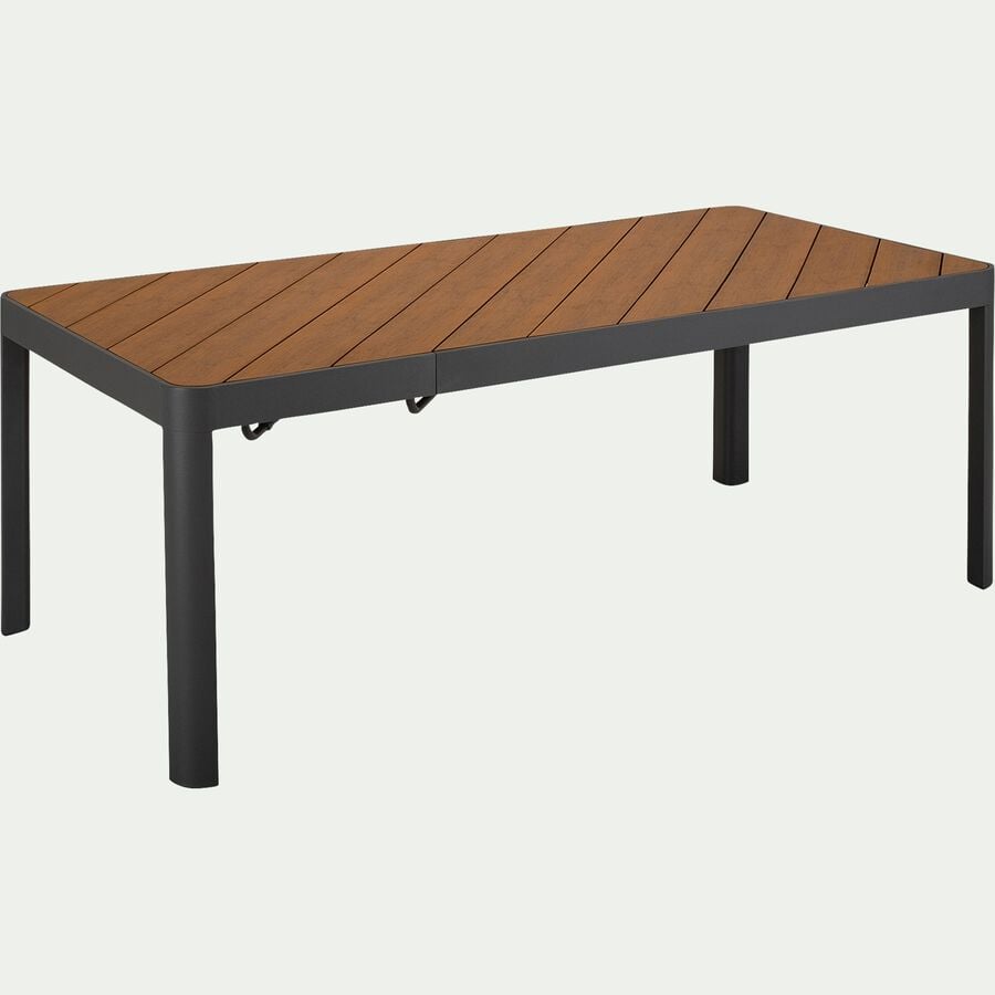 Table de jardin extensible en aluminium - bois foncé (6 à 10 places)-ILENA