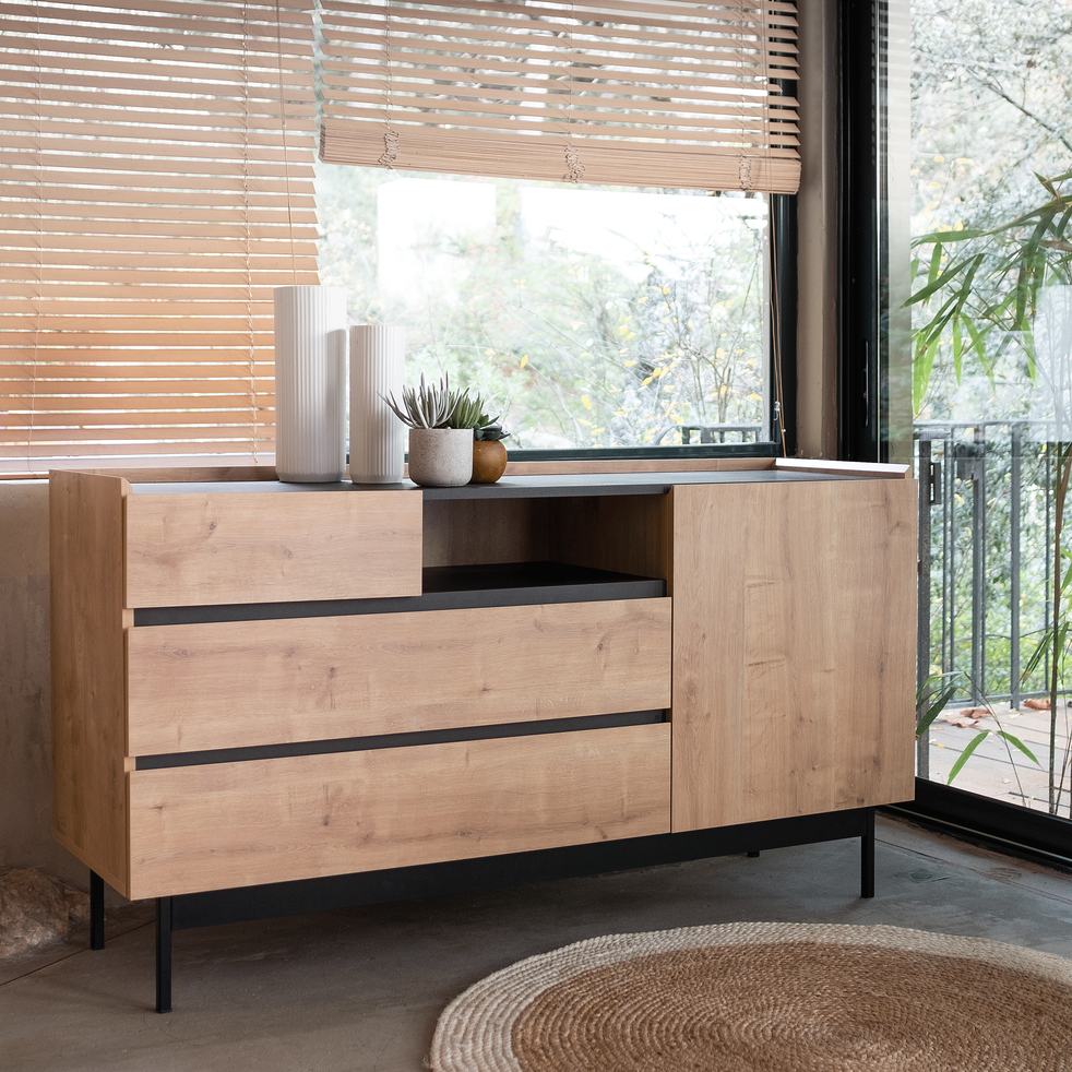 Buffet bas coloris chêne et ardoise MADON buffets alinea